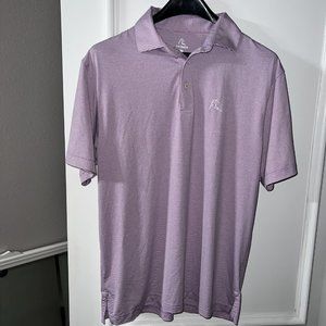 RHOBACK Purple White Striped Golf Logo Sz M Mens Polo Short Sleeve Shirt